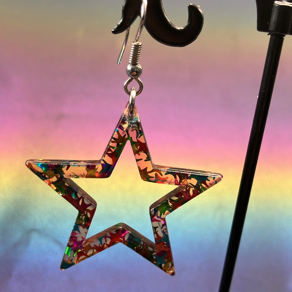 Rainbow Star Earrings - Picture 2 of 3